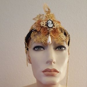 Flapper Gatsby Black and Gold Sequin Headpiece
